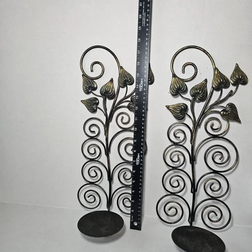 Antique-style Leaf Branch Wall-mounted Metal Candle Sconces 18